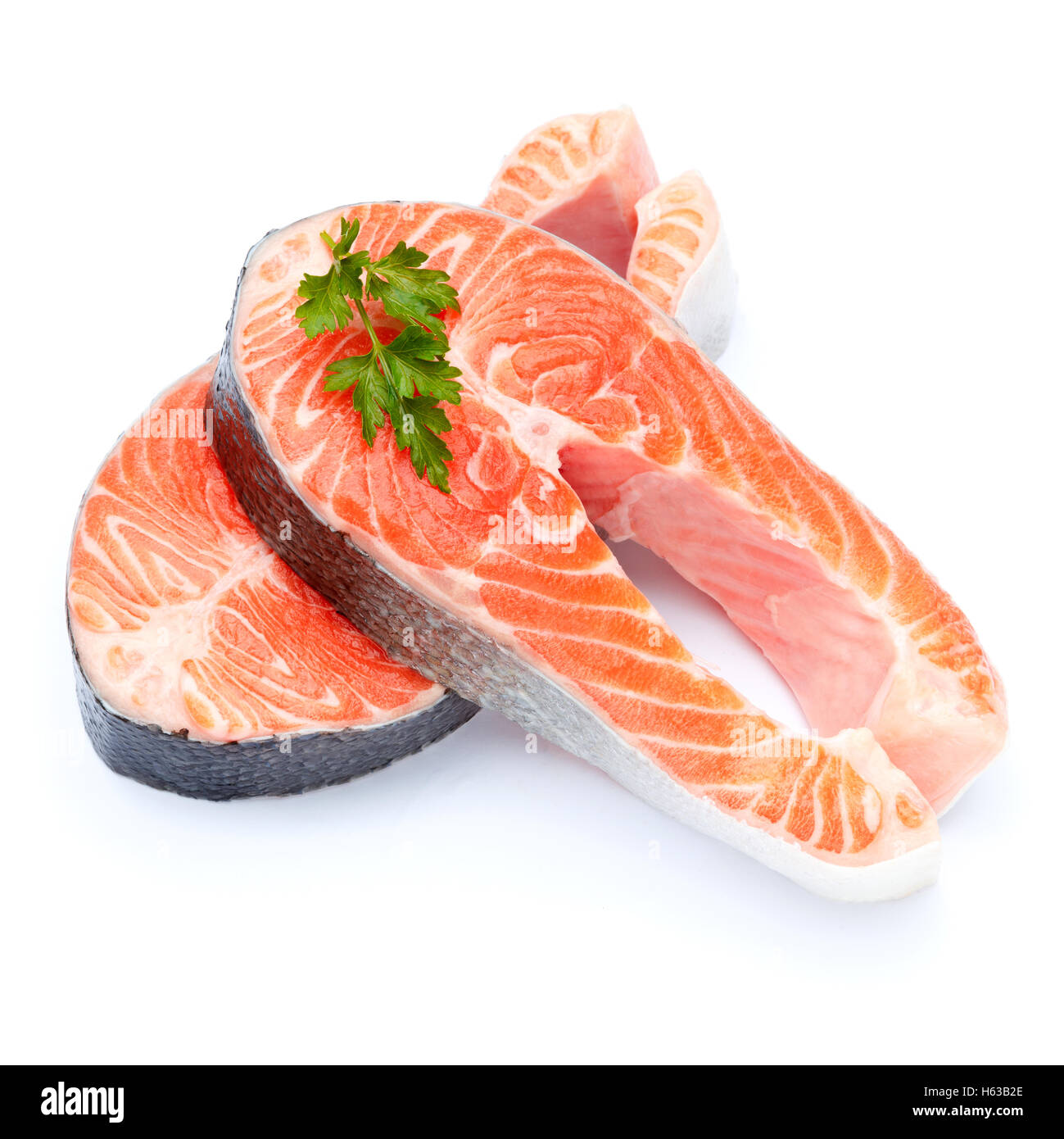 Fresh Raw Salmon Red Fish Steak Stock Photo - Alamy