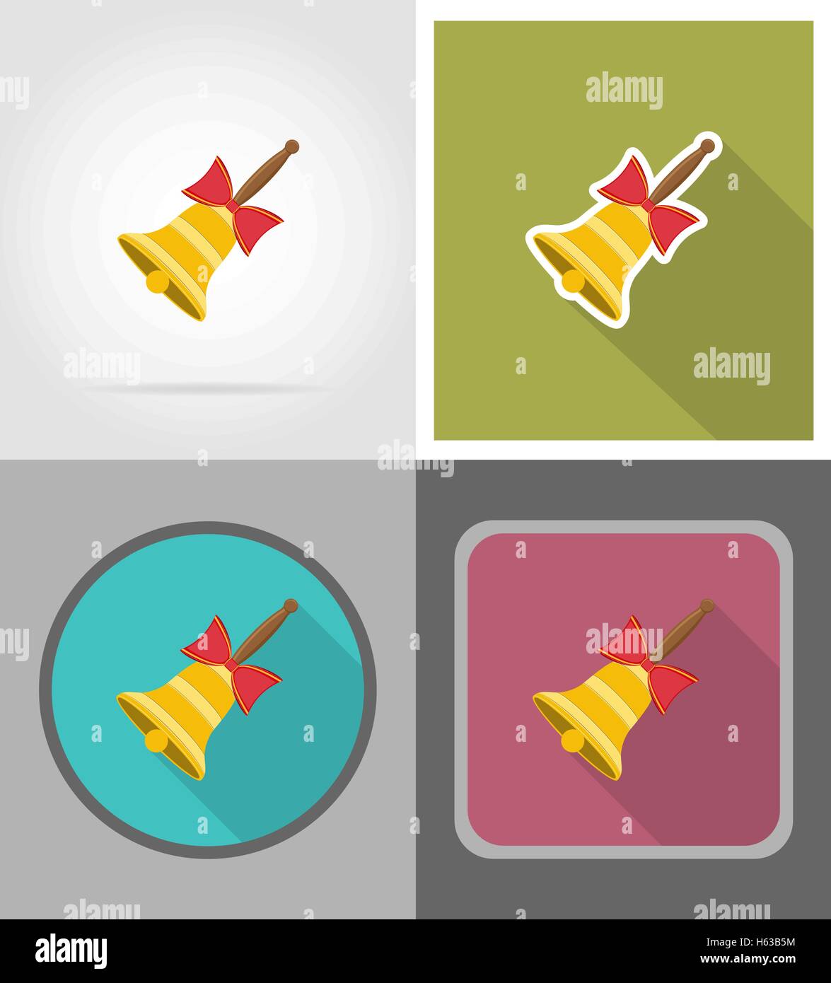 school bell flat icons vector illustration isolated on background Stock ...