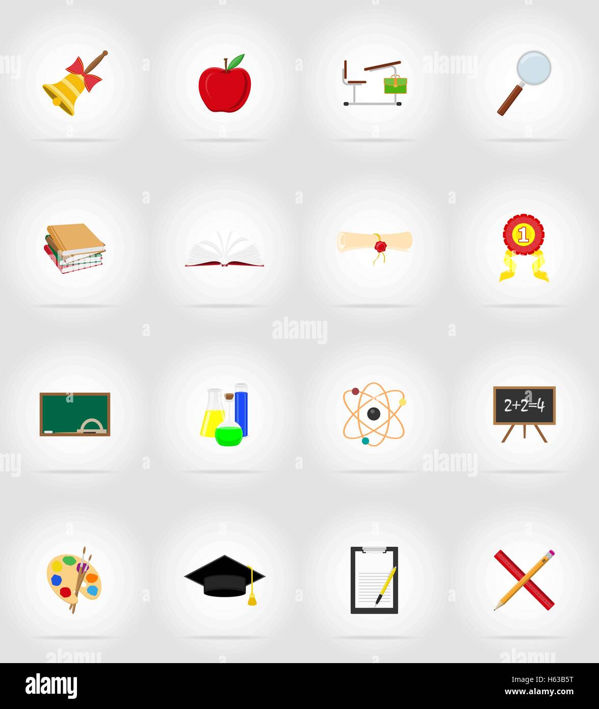 school education flat icons vector illustration isolated on background ...