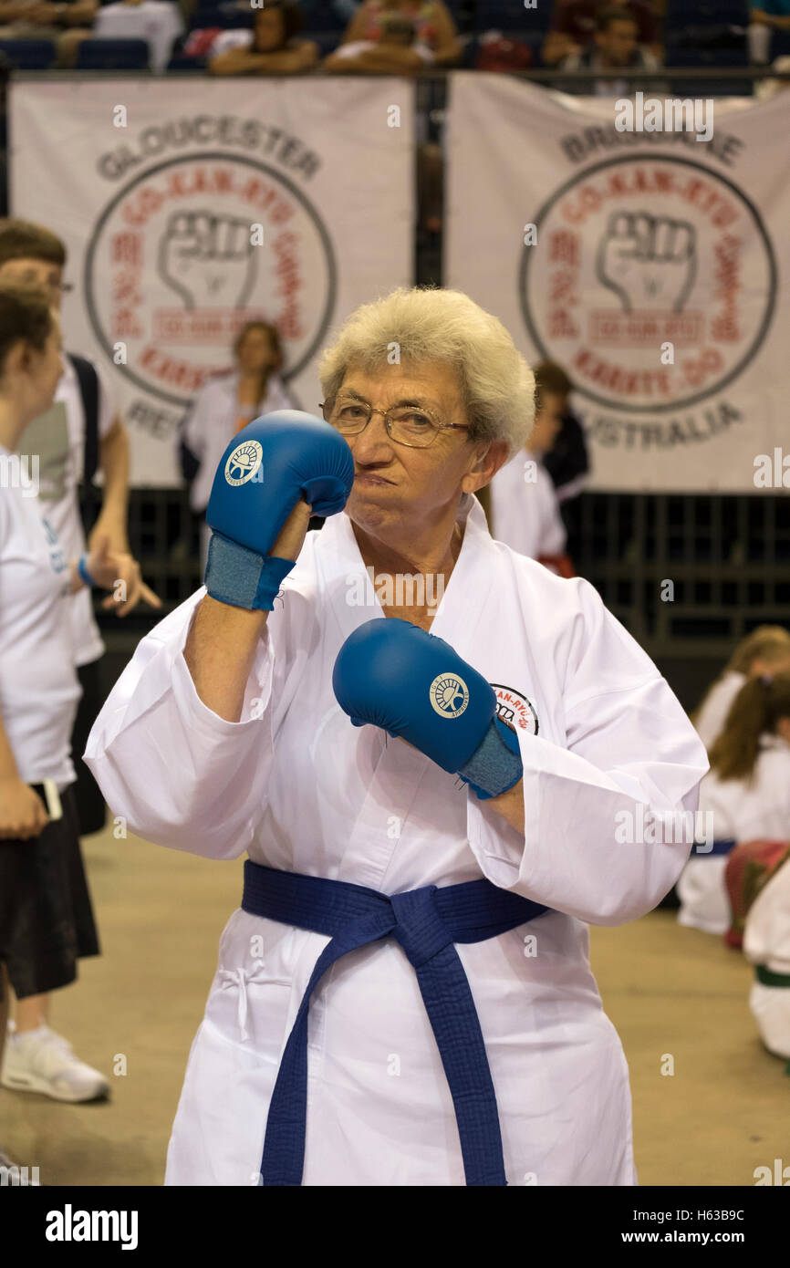 Old Lady Retired Martial Arts Karate Stock Photo