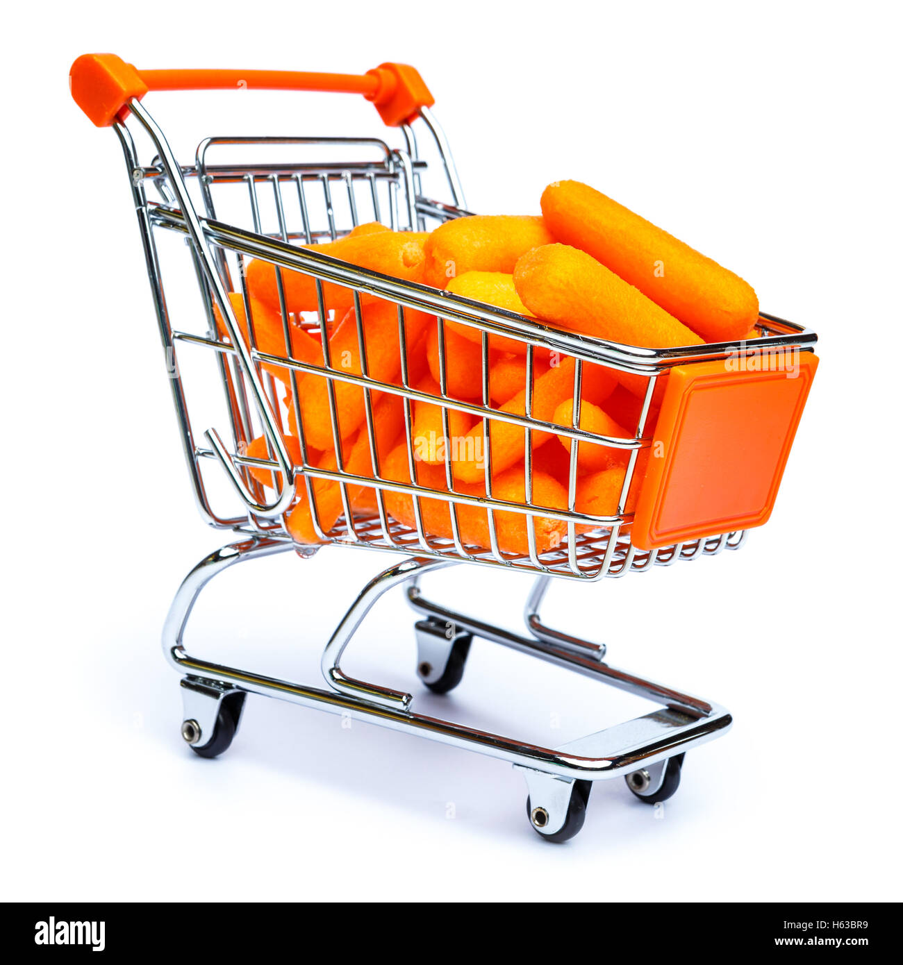 mini shopping cart full with carrots Stock Photo Alamy