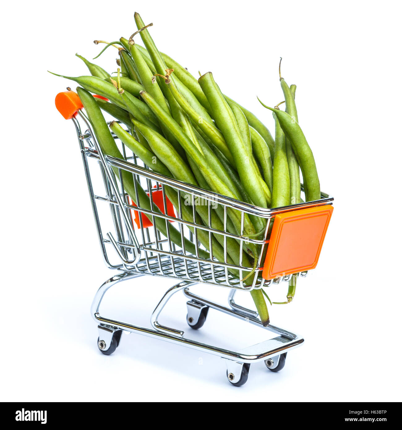 mini shopping cart full with green beans Stock Photo Alamy