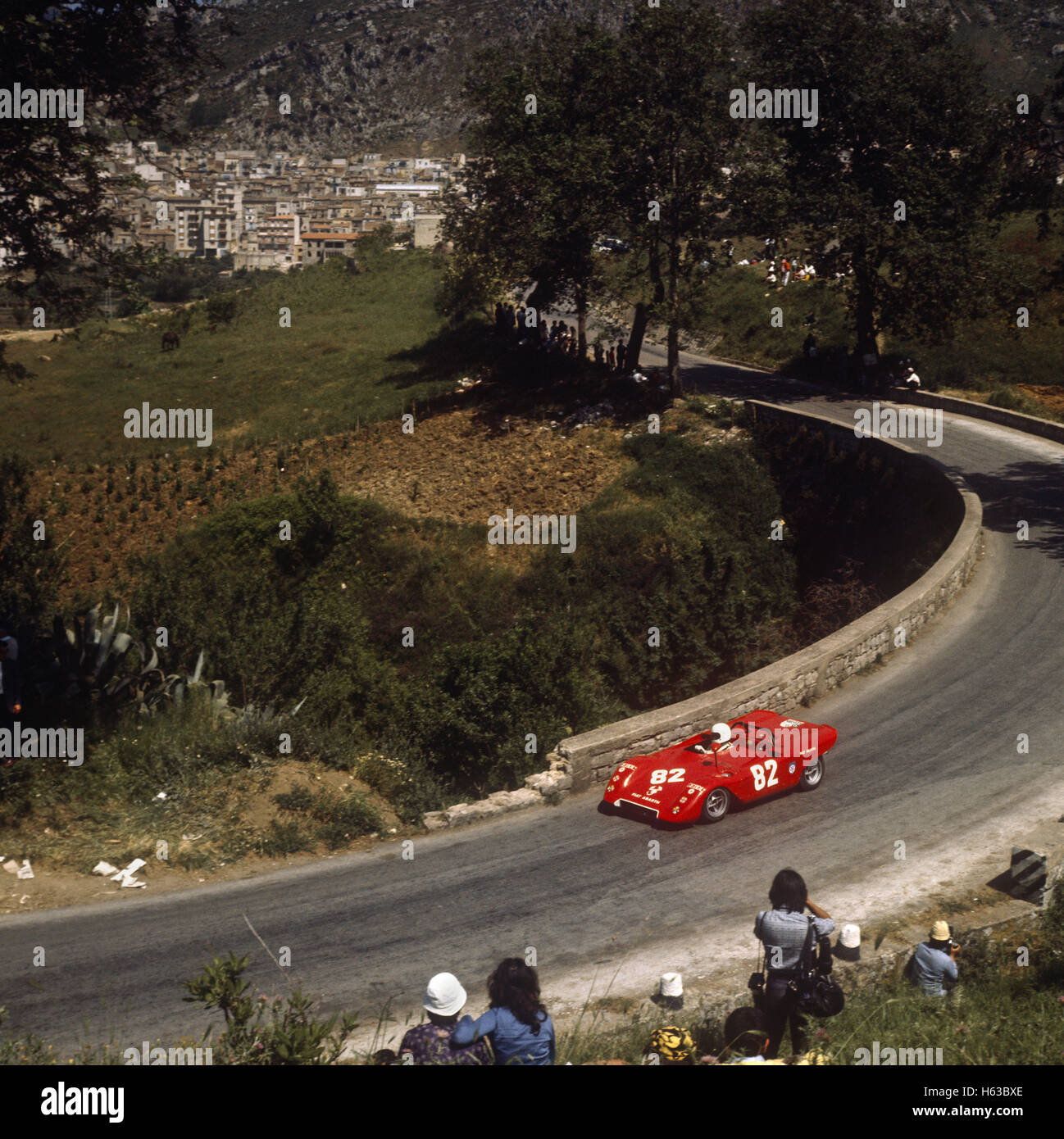 82 Maurizio Campanini and Mario Barone in an  Fiat Abarth 1000 SP finished 14th in the Targa Florio 16 May 1971 Stock Photo