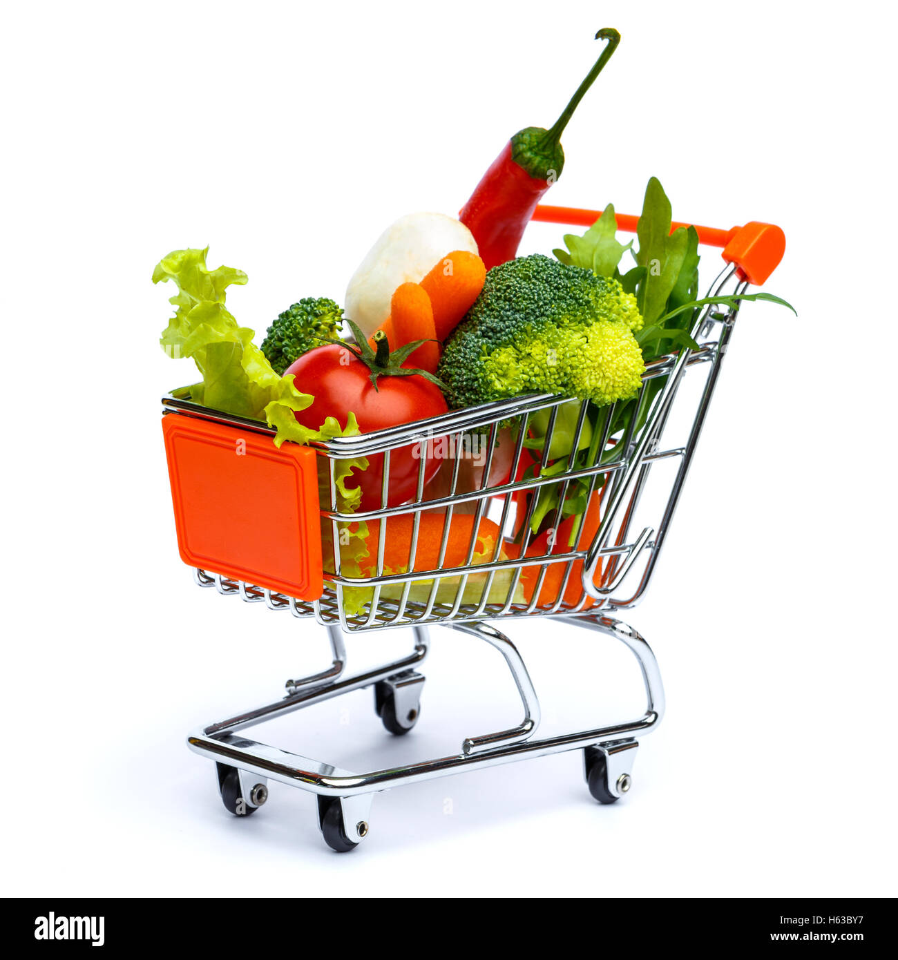 mini shopping cart full with vegetables Stock Photo Alamy
