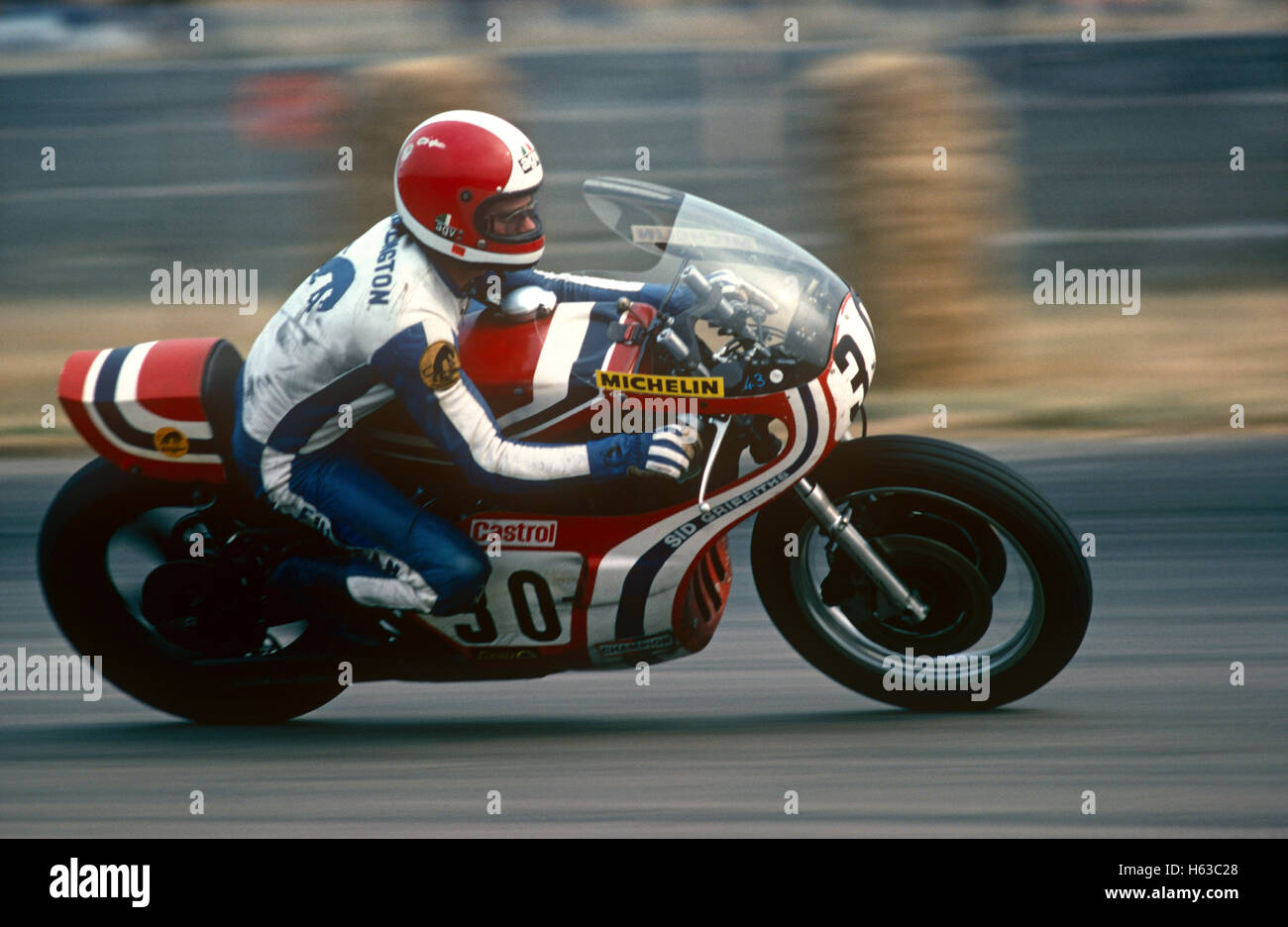 Kork Ballington in a motorcyle race 1970s Stock Photo