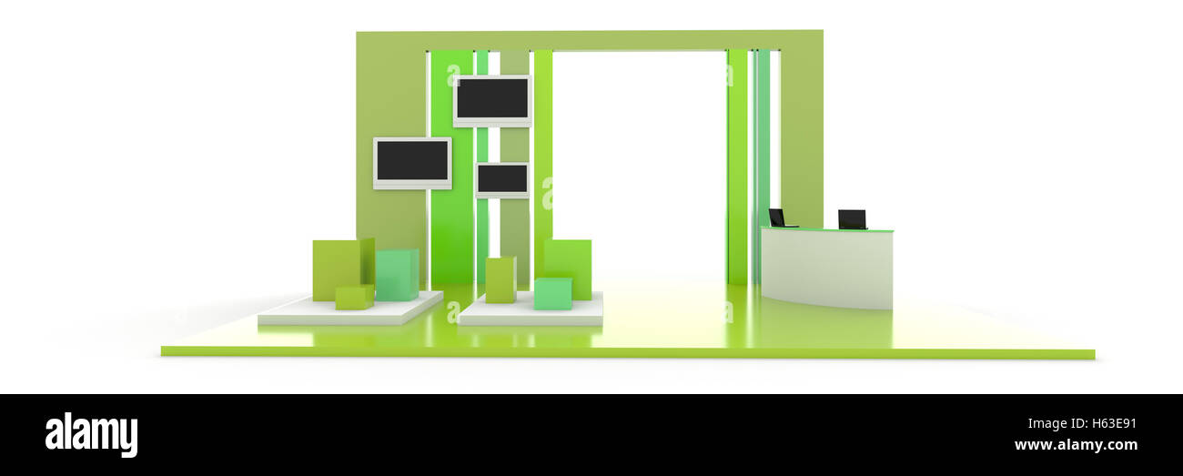 Exhibition stand on white, original 3d rendering and models Stock Photo