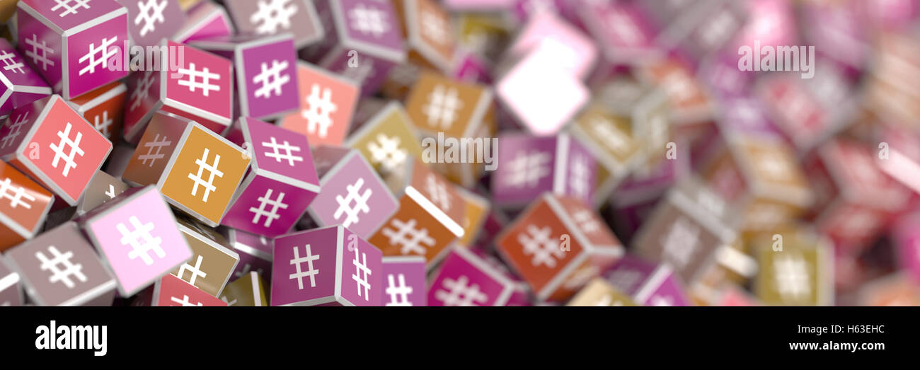 Infinite hashtags on a plane, original 3d rendering illustration Stock ...