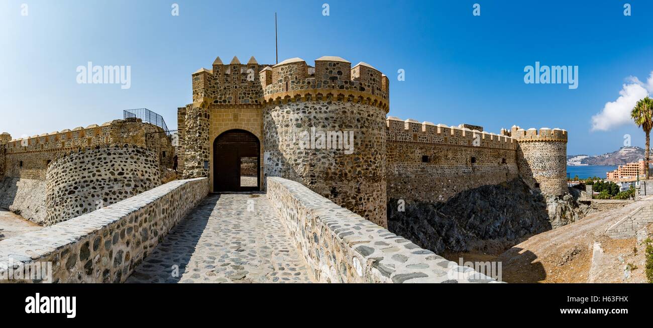Panoramic view of Almuñécar (Almunecar) castle on a beautiful day, Spain Stock Photo