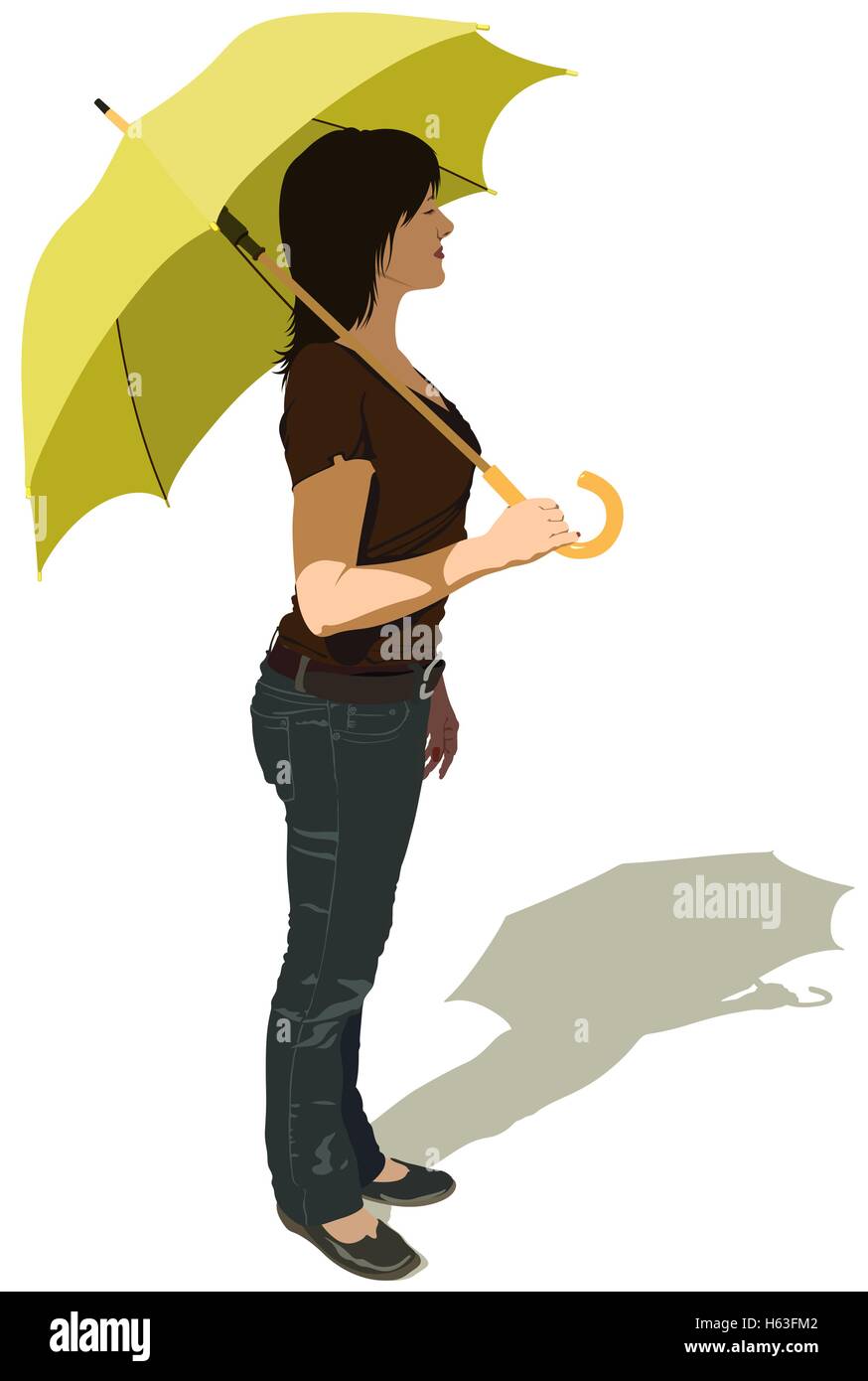 Girl Holding Umbrella Stock Vector Image & Art Alamy