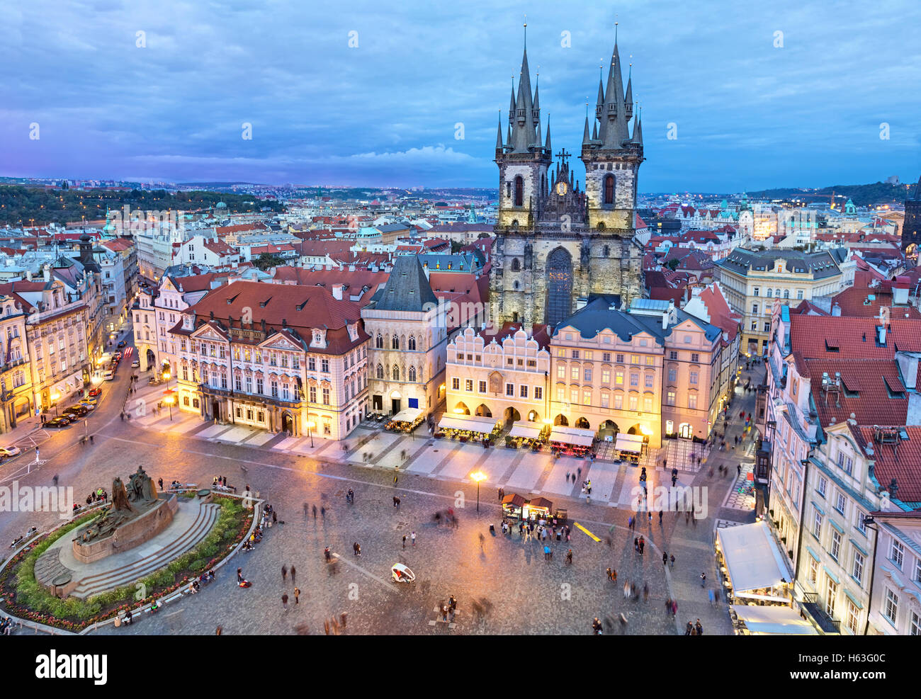 Buildings on the Old Town square (Staromestske Namesti) in the evening