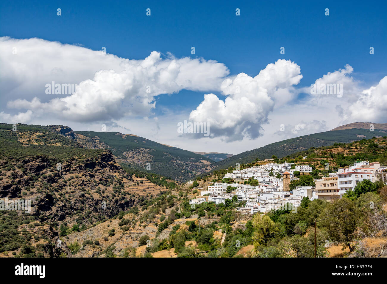 View of Bayárcal, the highest located town in Sierra Nevada with picturesque mountains, Almería region, Spain Stock Photo