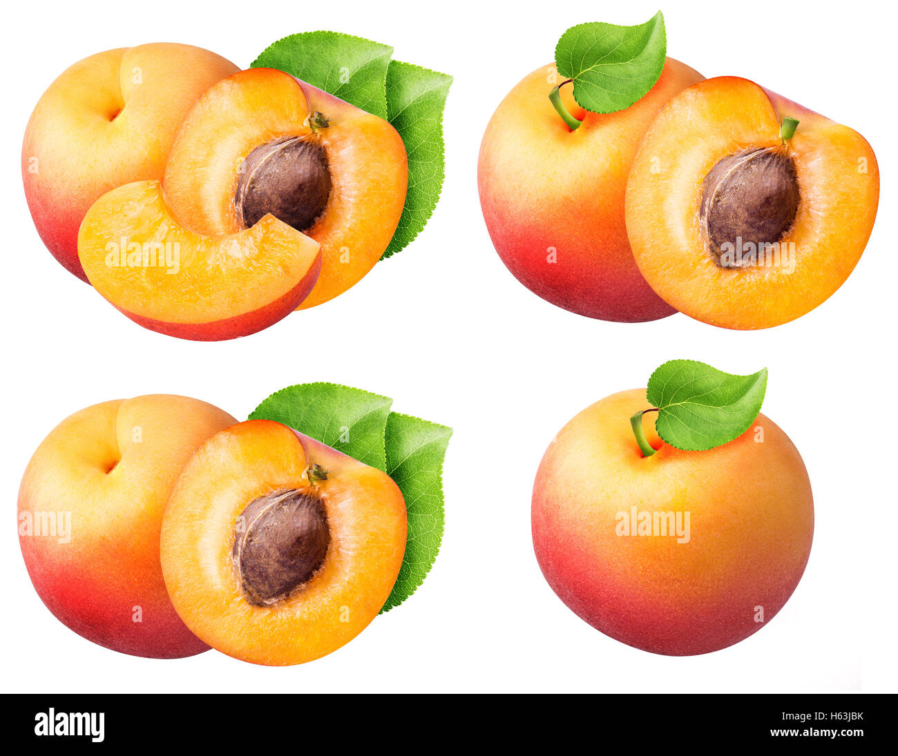 Set from apricots isolated on white background with clipping path Stock ...