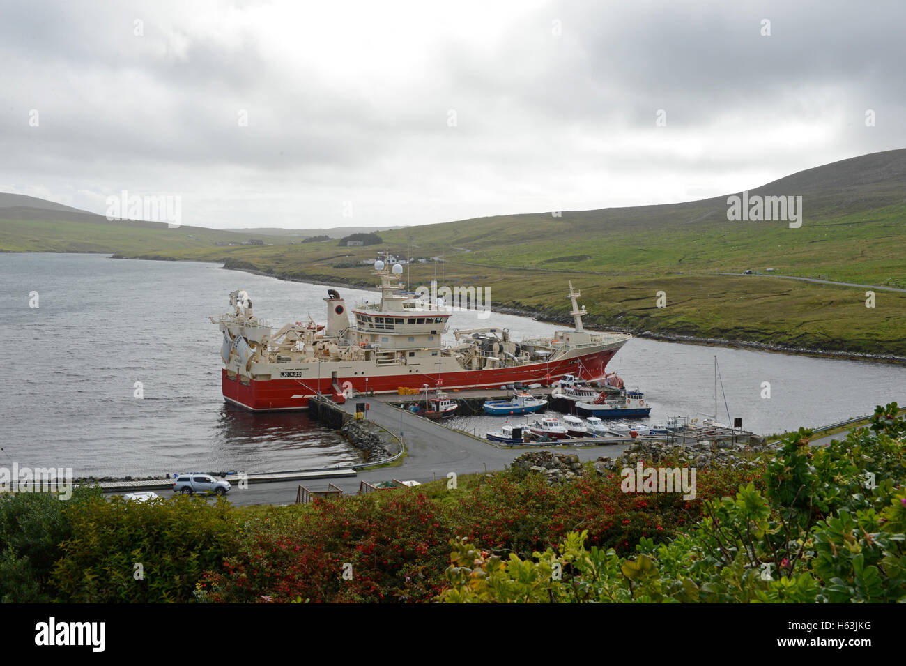Altaire pelagic fishing boat on the Collafirth pier in north Shetland