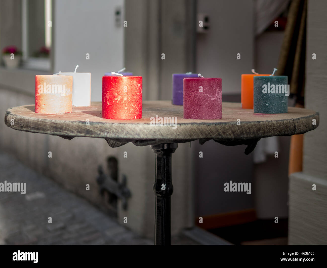 Colorful candles in the old city of Zurich Stock Photo Alamy