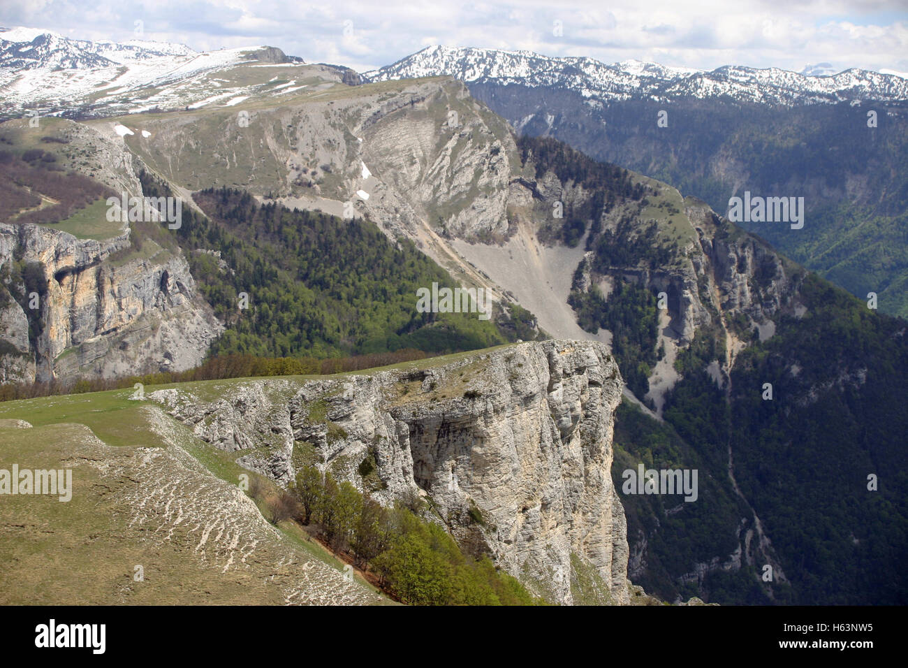 French lower alpine valley landscape Stock Photo