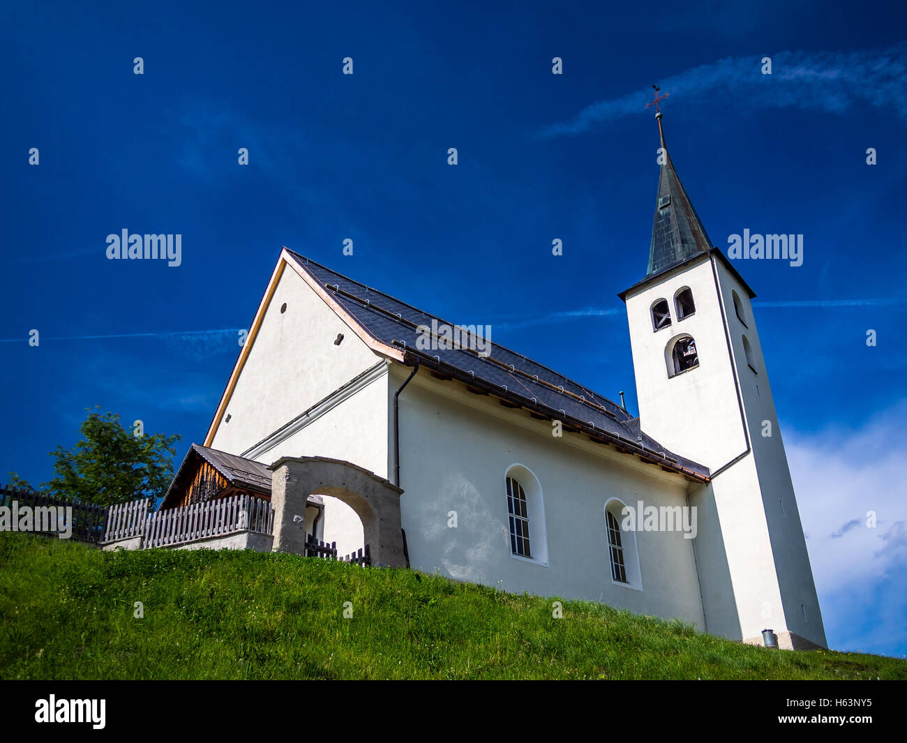 Small church in the Alps Stock Photo - Alamy