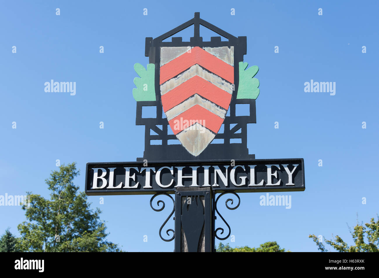 Bletchingley village sign, Castle Street, Bletchingley, Surrey, England