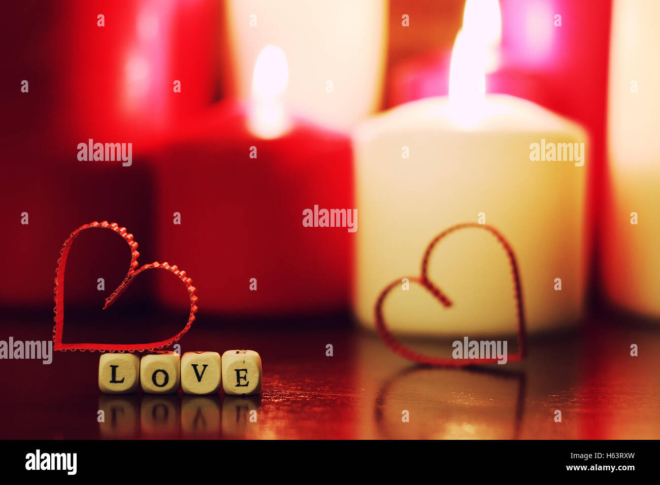 candlelight set love Stock Photo Alamy