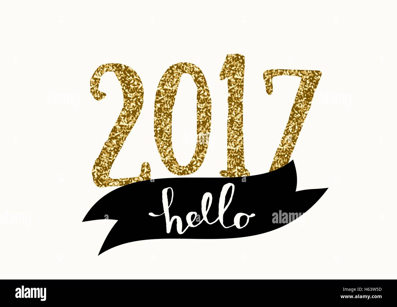 Typographic design greeting card template with text 'Hello 2017'. Modern style poster, greeting card, postcard design. Stock Vector