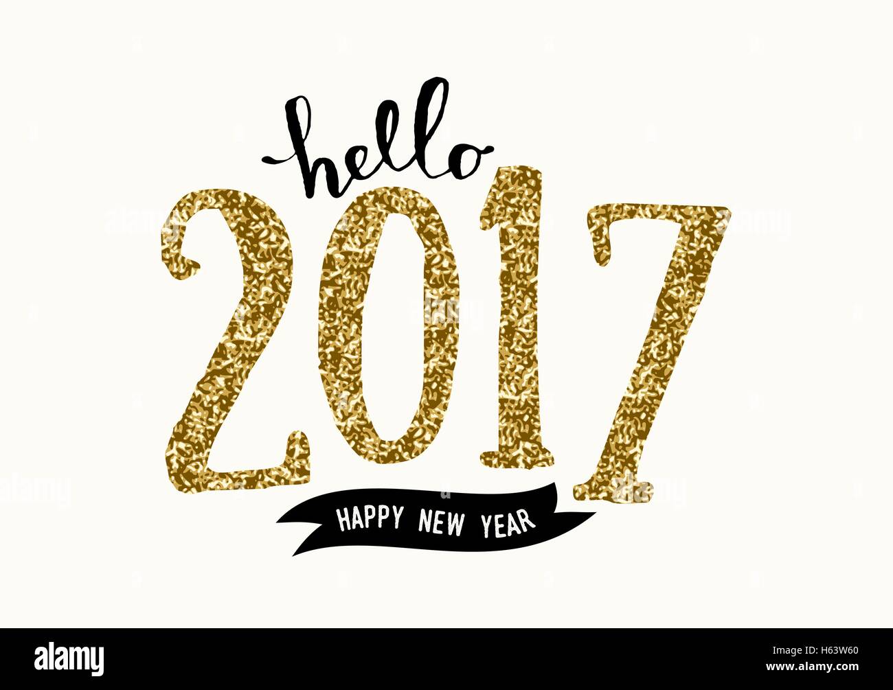 Typographic design greeting card template with text 'Hello 2017 Happy New Year'. Modern style poster, greeting card, postcard de Stock Vector