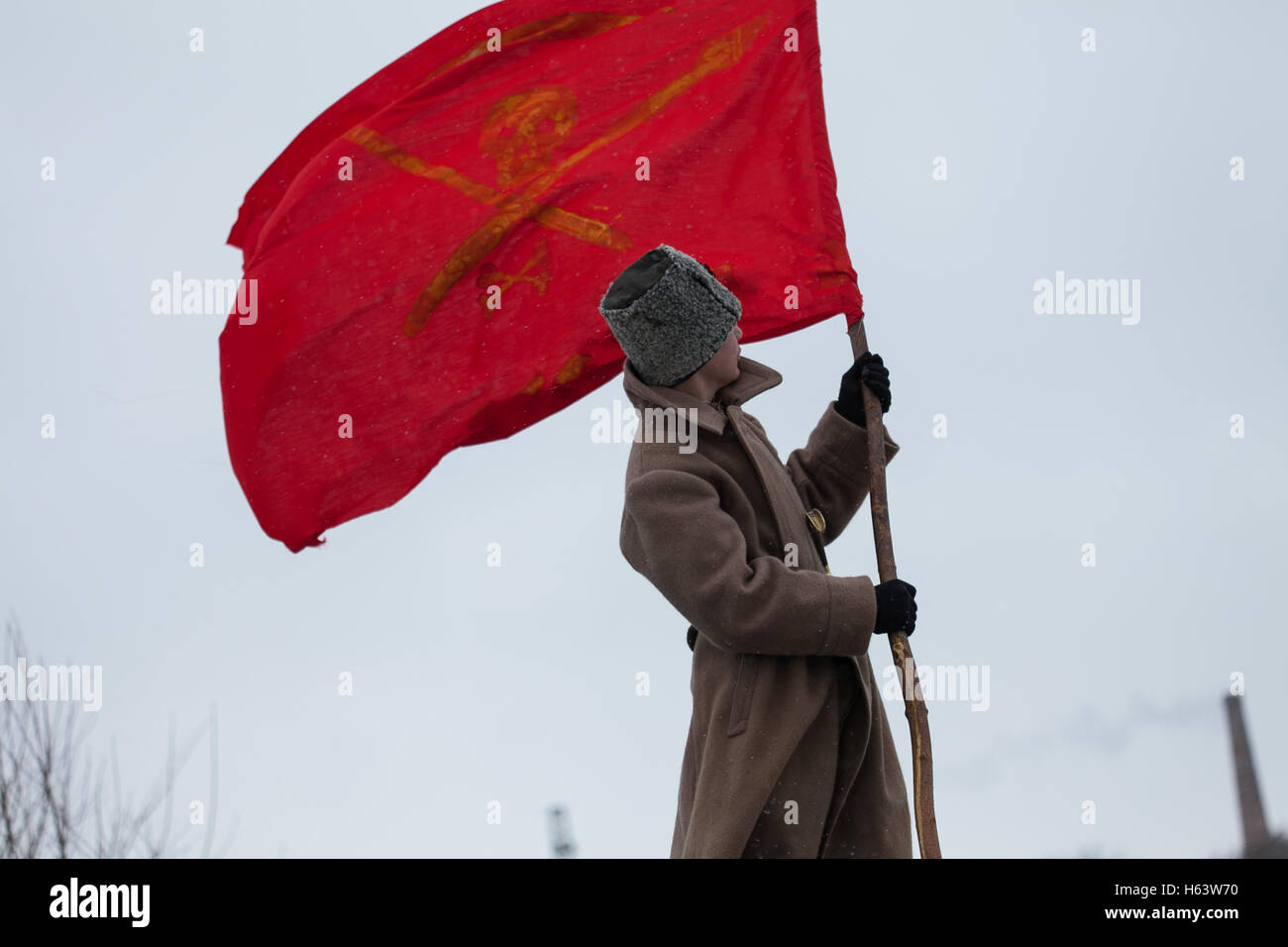 historical reconstruction. the Red Guard with a flag Stock Photo Alamy