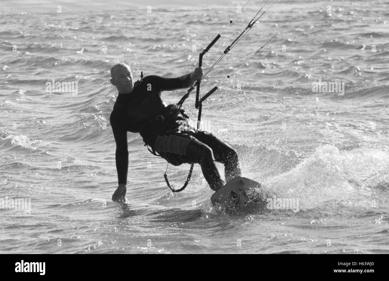Kite, Surf, Swansea, Bay, sea, water, harness, wetsuit, wave Stock