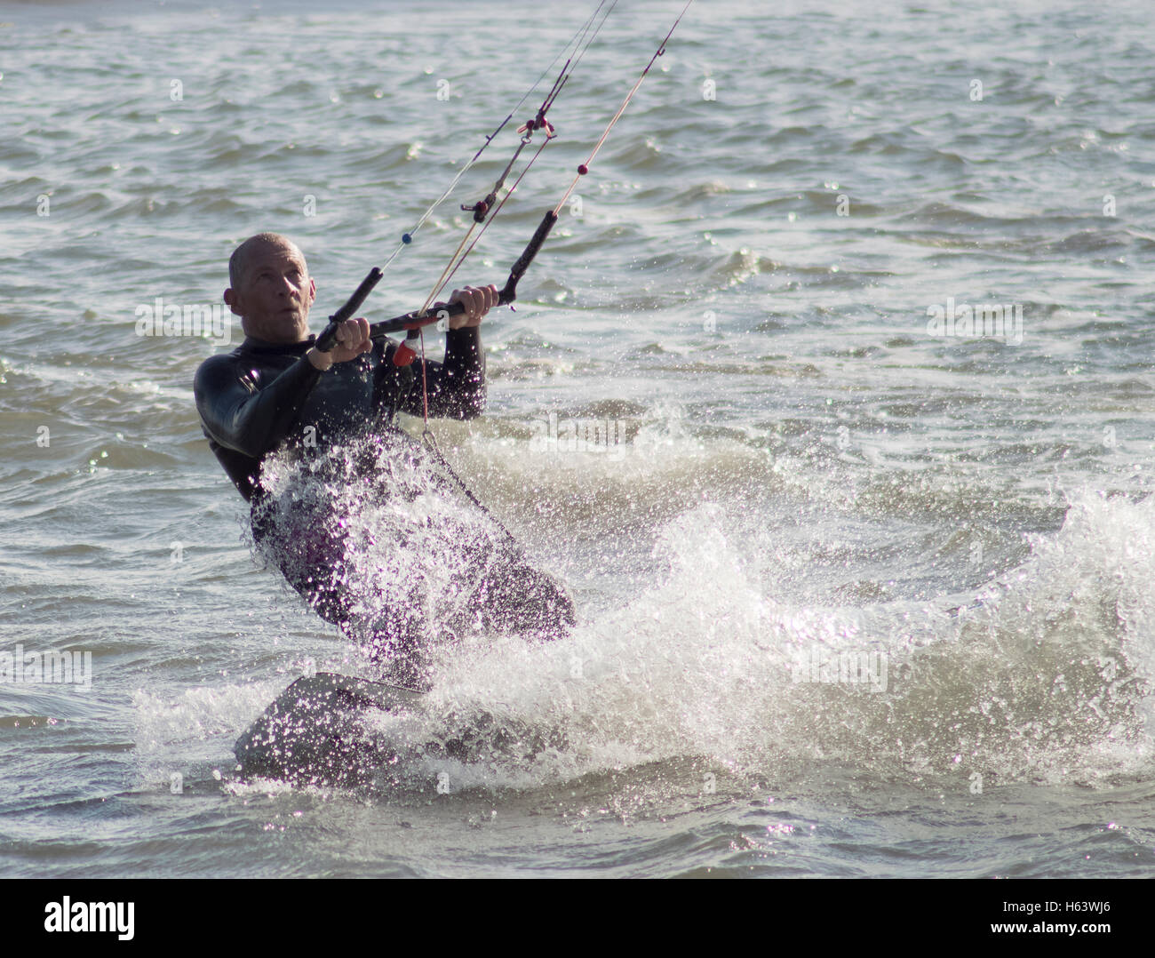 Kite, Surf, Swansea, Bay, sea, water, harness, wetsuit, wave, Stock Photo