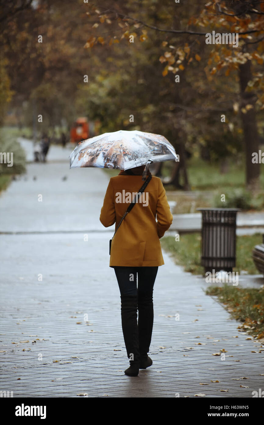Walking in the rain Stock Photo Alamy