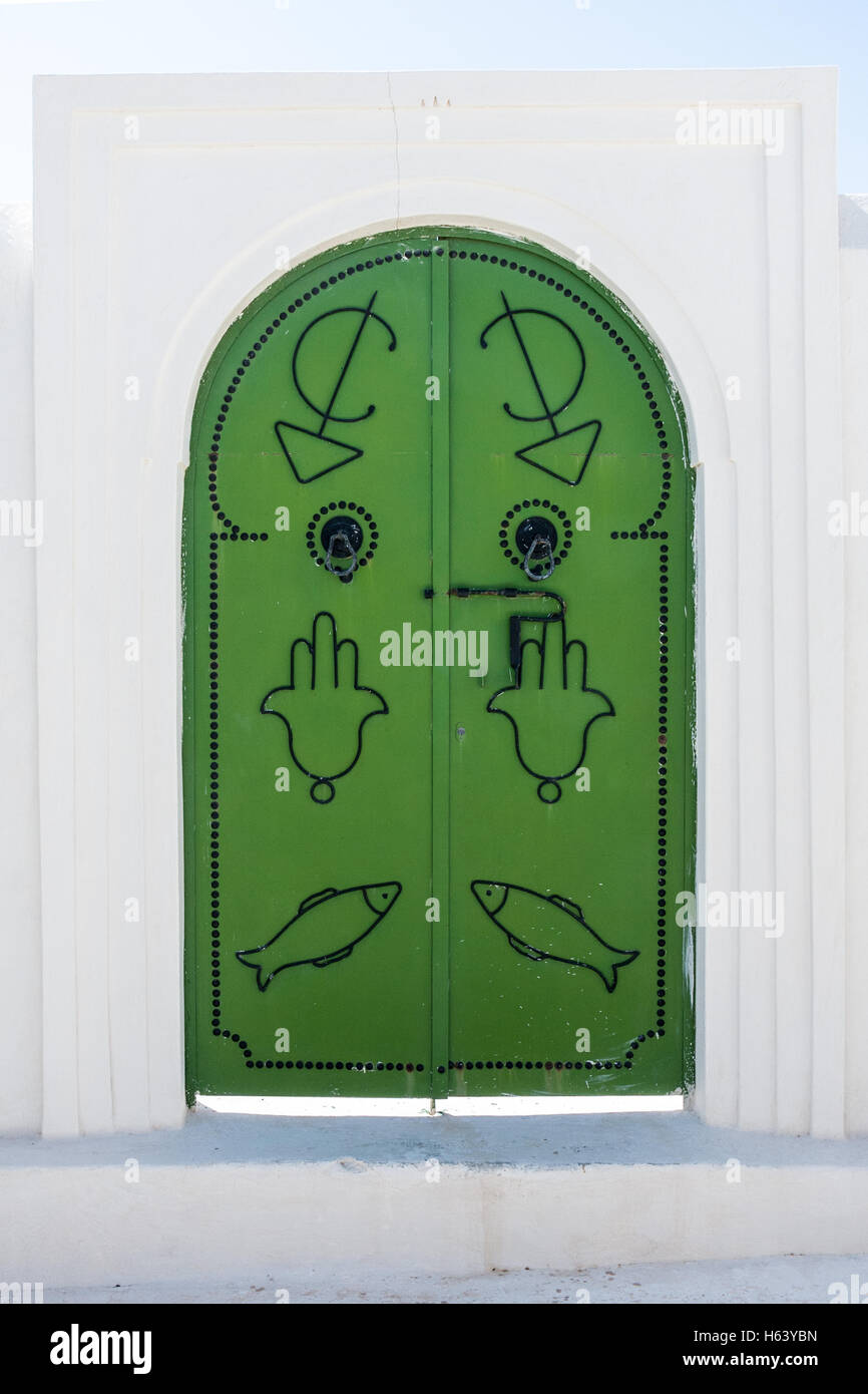green door at museum of traditional Djerbian heritage Stock Photo