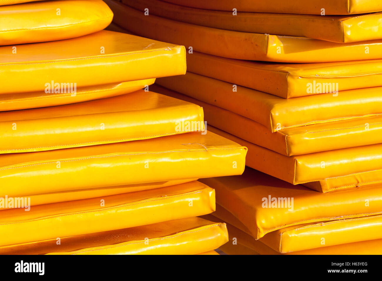 yellow sun bed mattresses Stock Photo