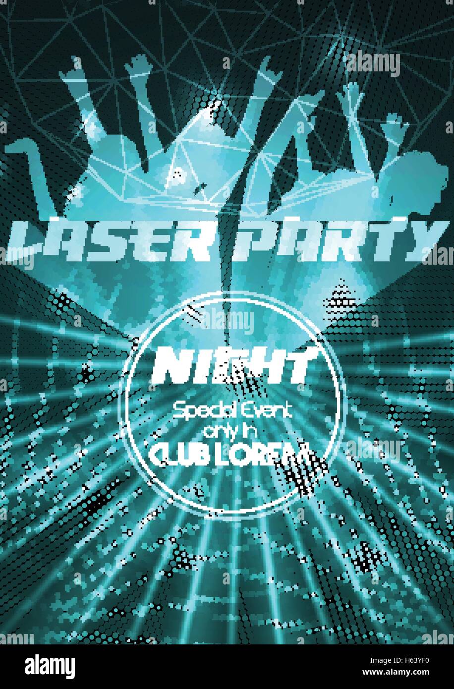 Party People Laser Disco Flyer Template - Vector Illustration Stock Vector