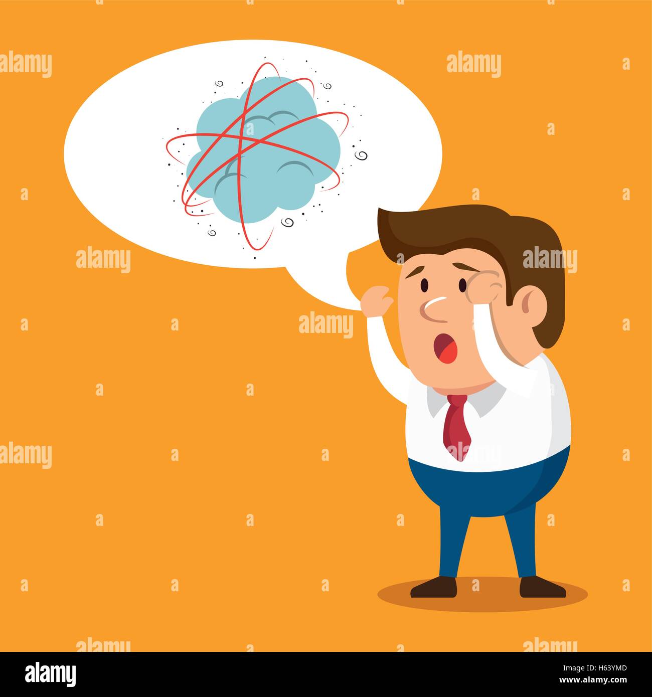 cartoon man business mental attack Stock Vector