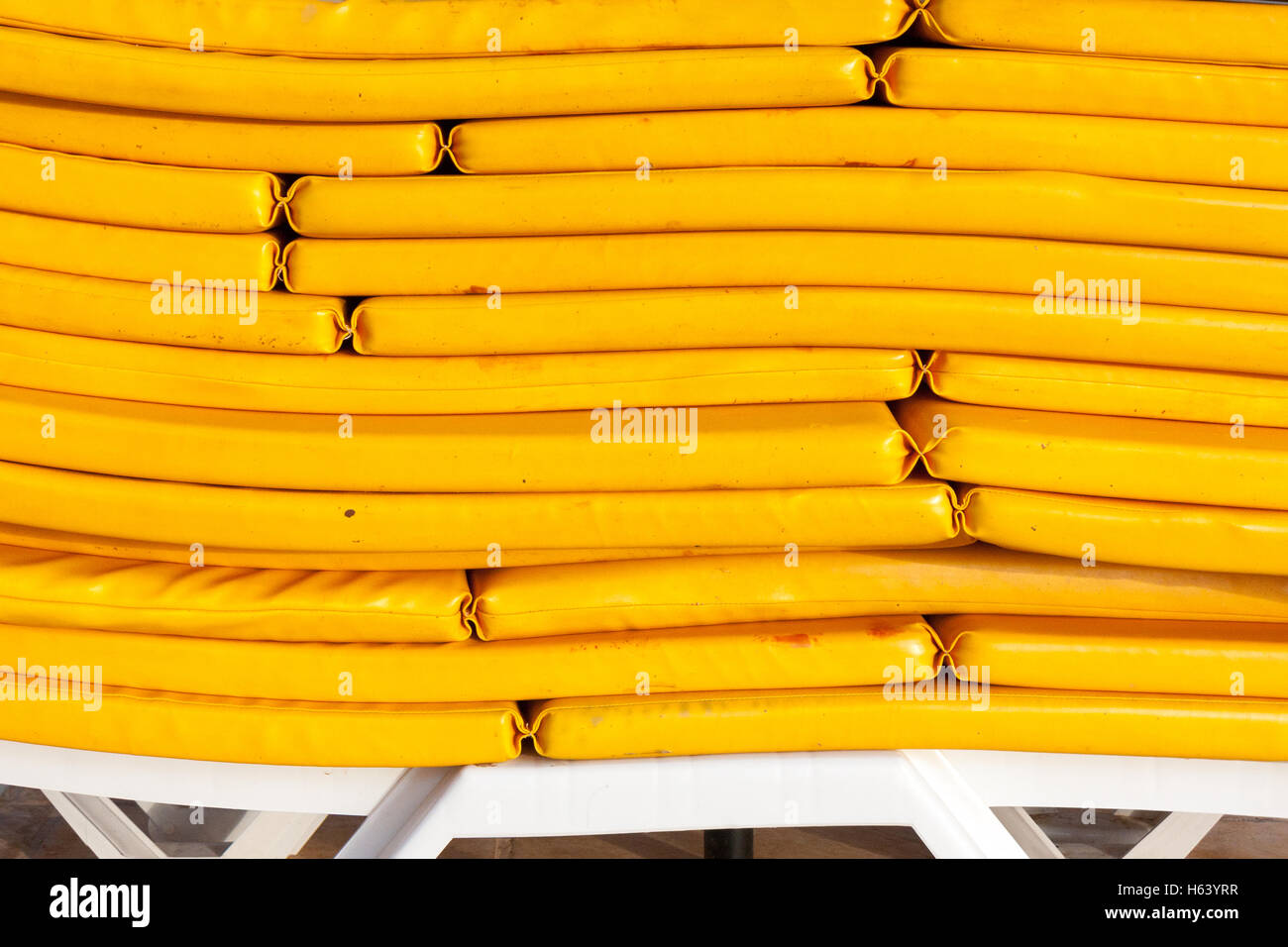 yellow sun bed mattresses Stock Photo