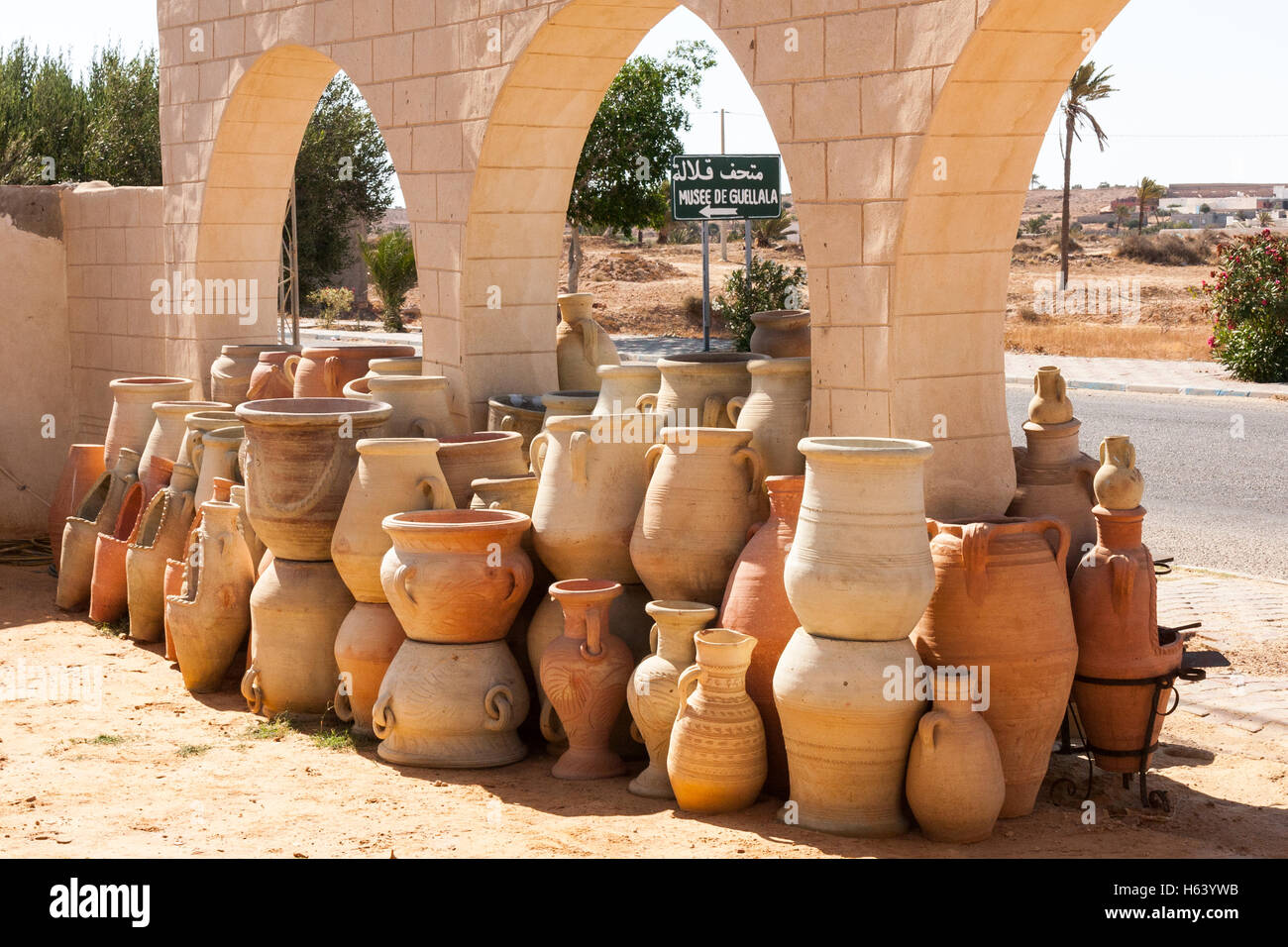 Clay pots outside pottery Stock Photo