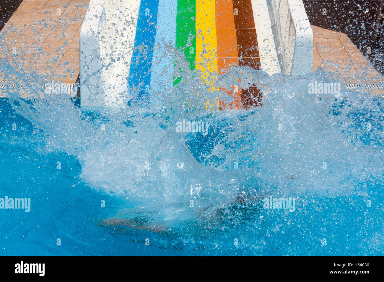 splash at bottom of water slide Stock Photo