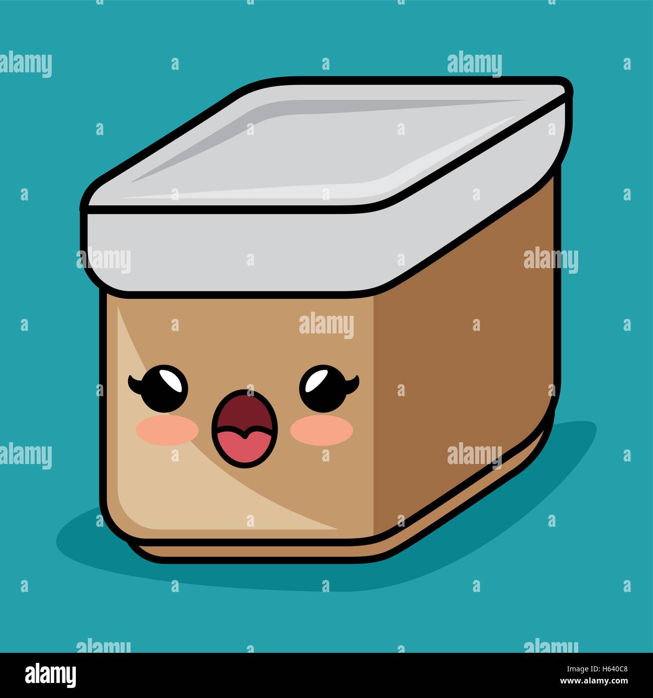 kawaii container kitchen icon graphic Stock Vector