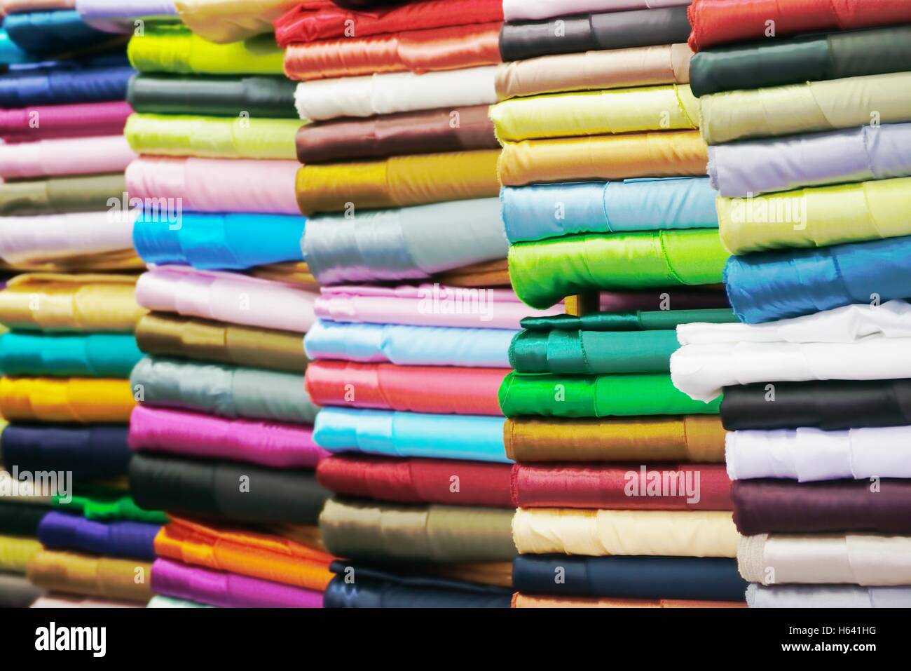 Colorful fabric rolls Stock Photo