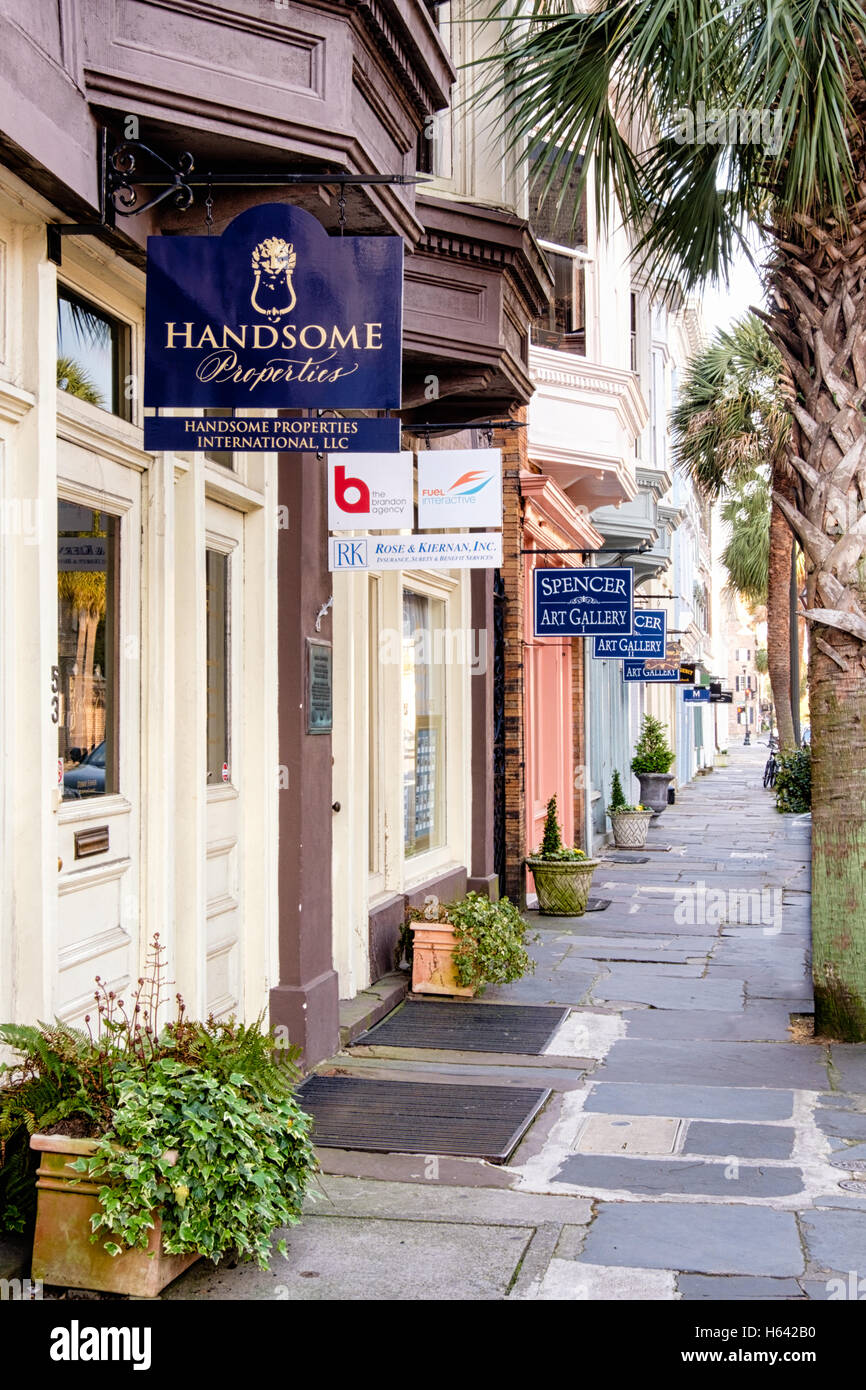Shops and Businesses in the Charleston Historic District, South Carolina Stock Photo