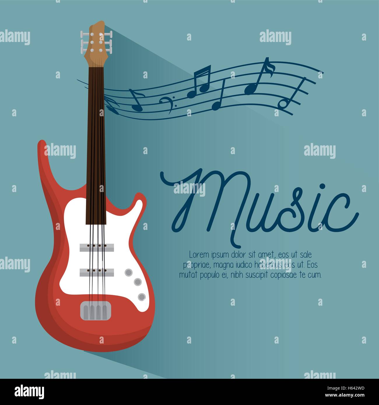 music poster electric guitar and notes Stock Vector Image & Art - Alamy