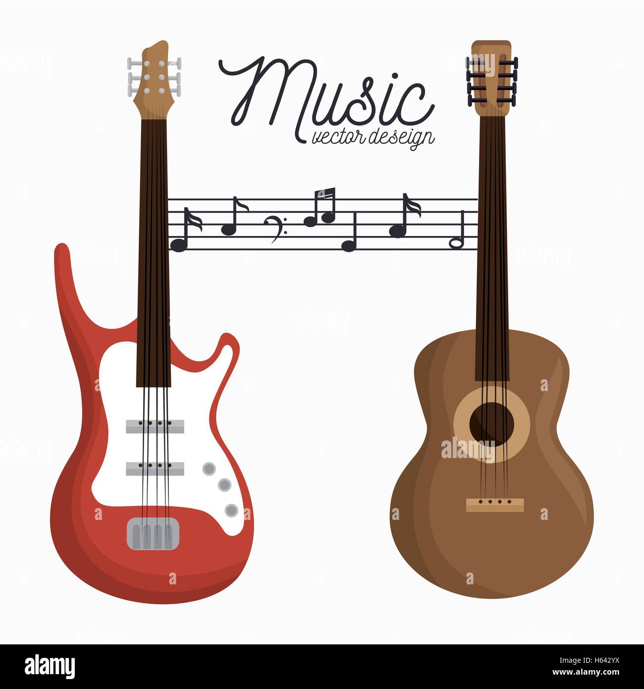 music letter electric guitar and wooden guitar white background Stock Vector Image & Art Alamy