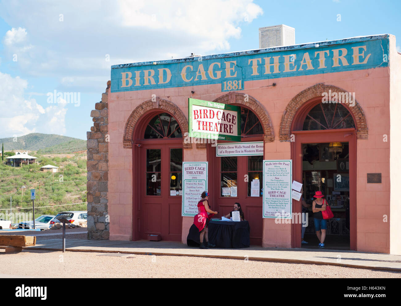 The exterior front entrance of the Bird Cage Theatre of Tombstone Arizona Stock Photo