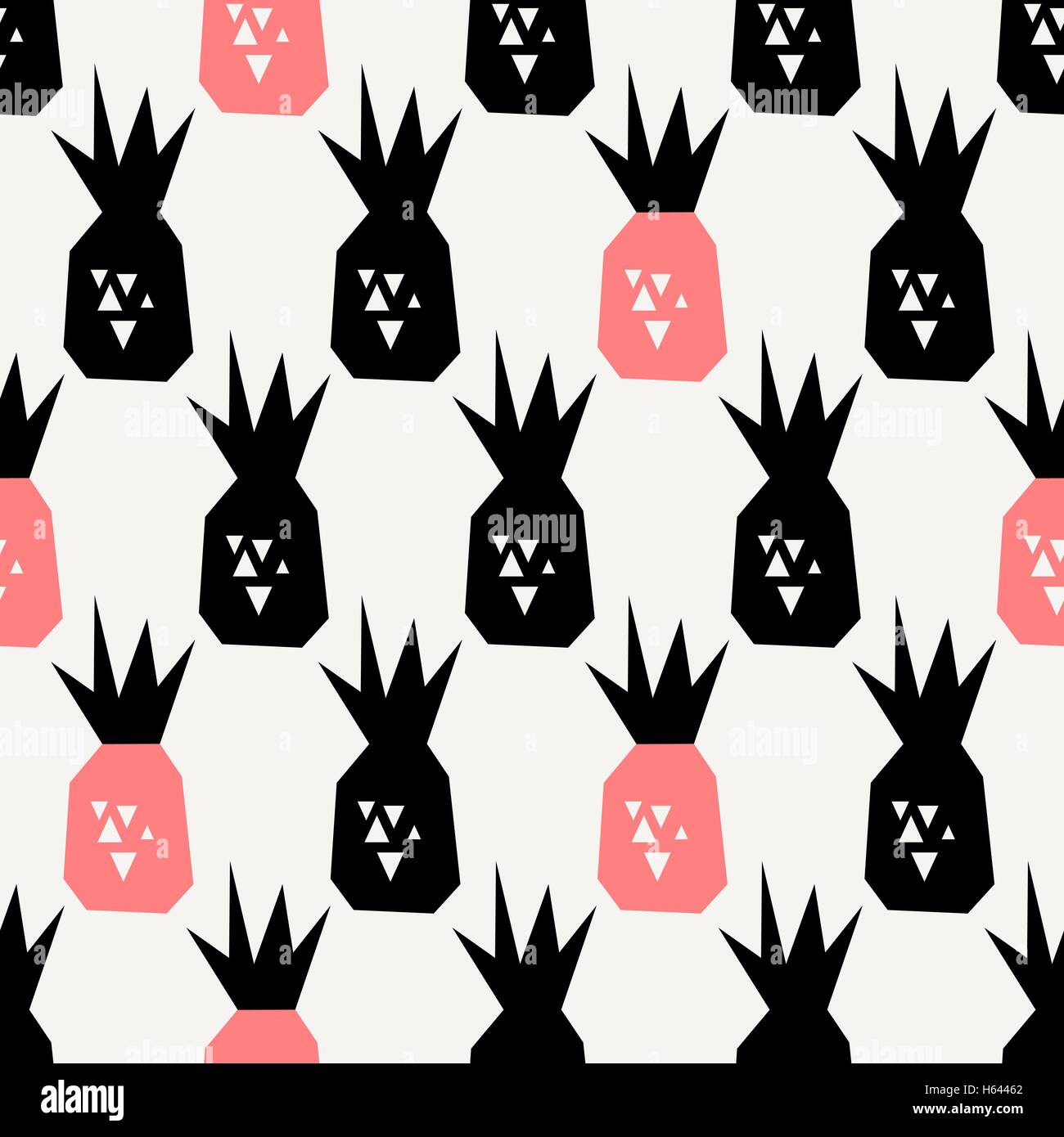 Seamless repeating pattern with pineapples in black and pink on cream ...