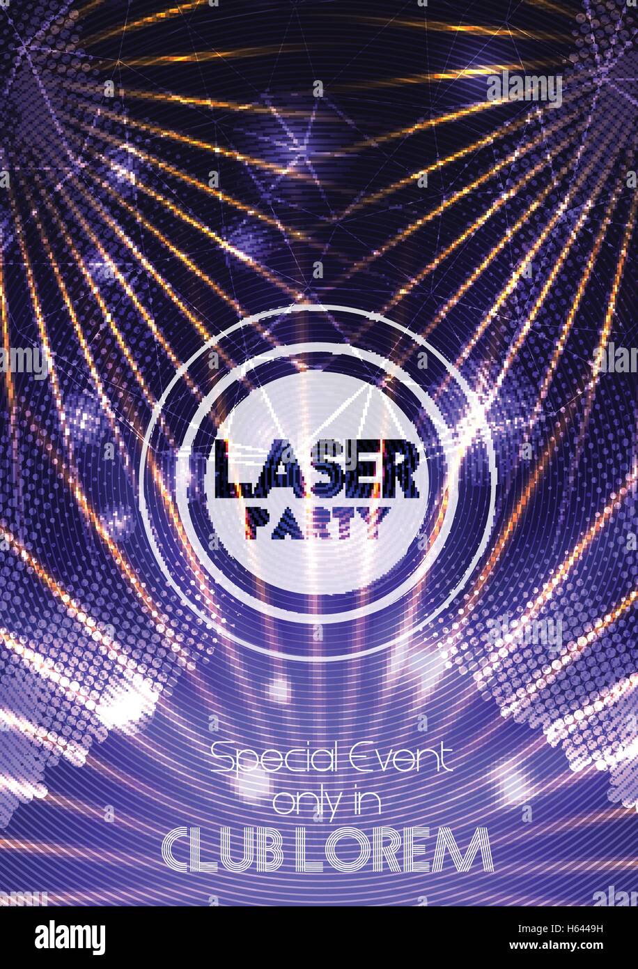 Laser Disco Party Poster Background Template - Vector Illustration Stock Vector