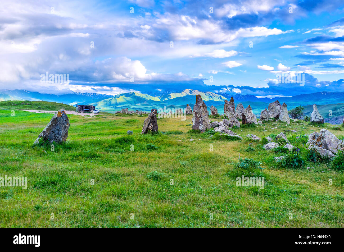 The prehistoric archaeological site of Zorats Karer, located among the highlands, is the best place to enjoy the nature Stock Photo