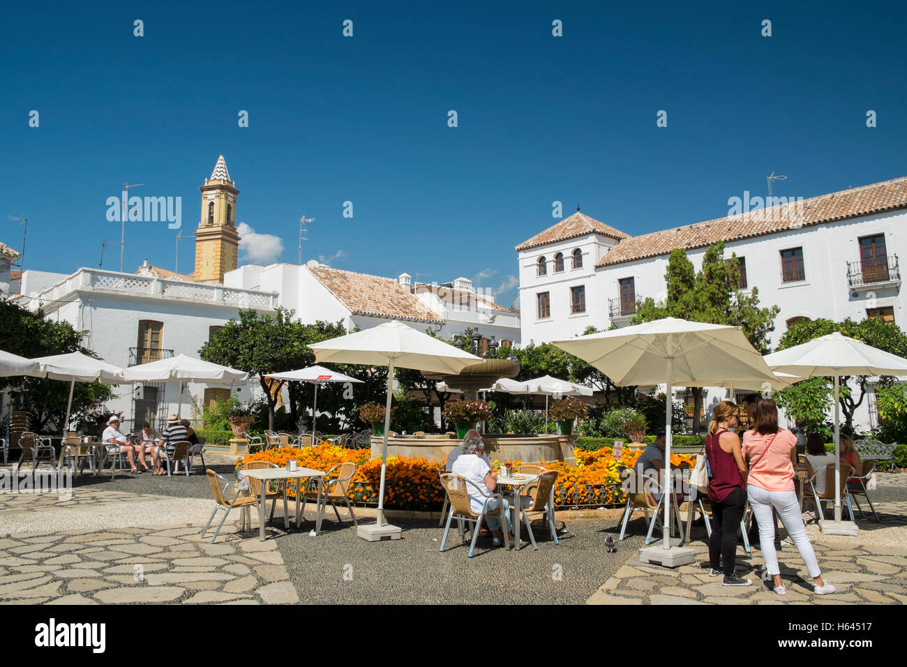Plaza Las Flores, Estepona, Costa del Sol, Malaga Province, Andalusia, Spain Stock Photo