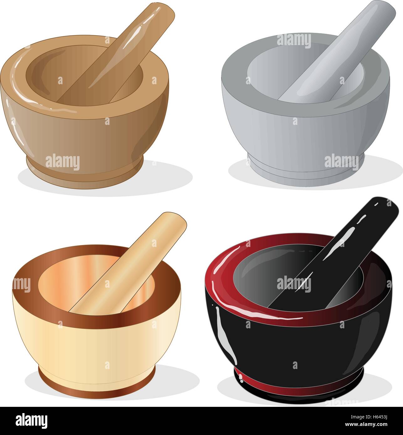 Mortar and pestle. Vector illustration isolated Stock Vector Image