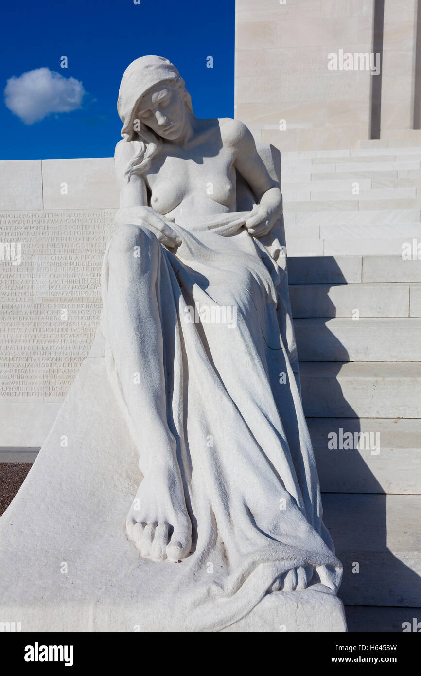 Statue in the Canadian National Vimy Memorial, near Givenchy-en-Gohelle ...
