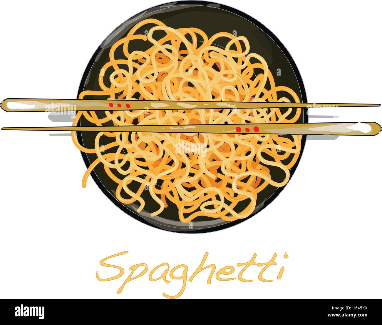 Pasta. Spaghetti. Spaghetti in plate without sauce Stock Vector Image & Art Alamy
