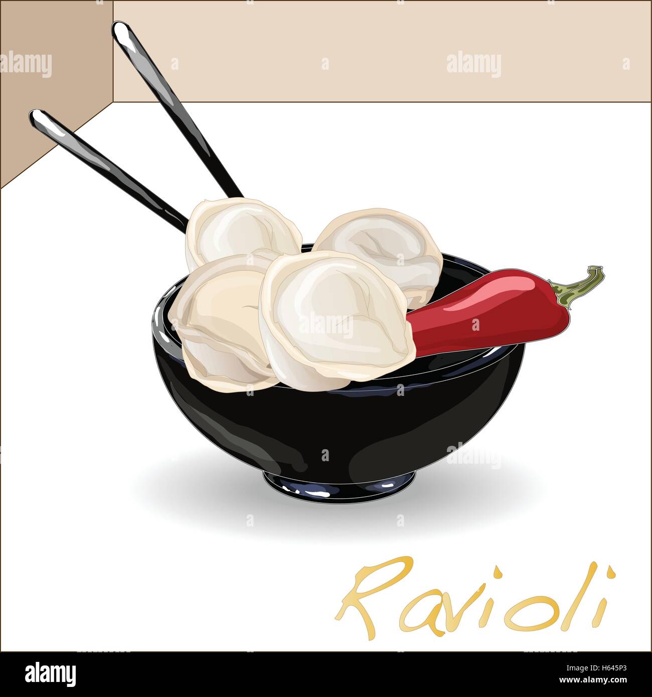 Ravioli pasta set vector illustration Stock Vector Image & Art Alamy