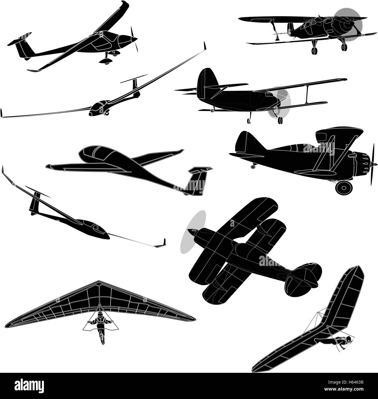 air transportation items vector set Stock Vector